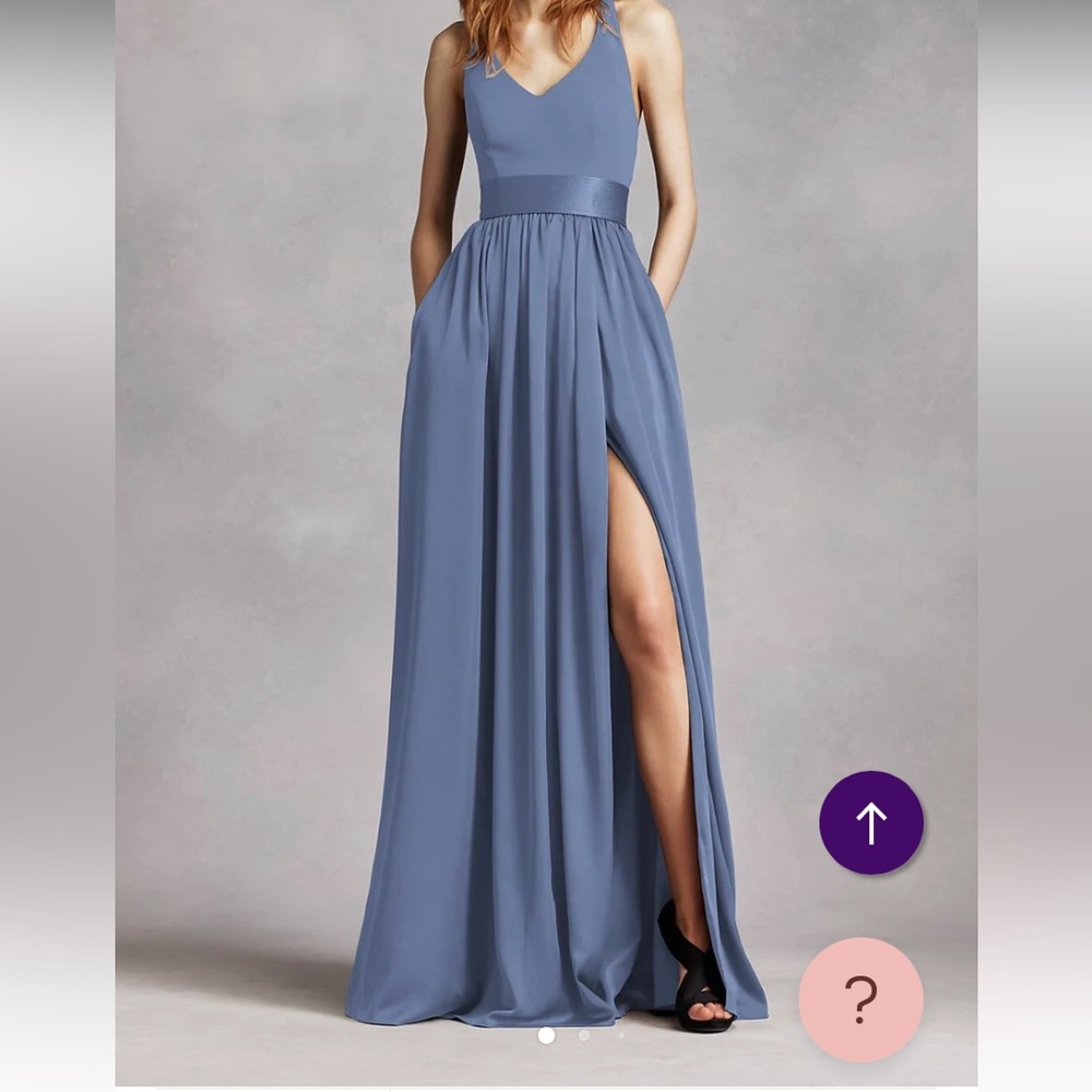 Vera Wang V-neck halter gown with sash